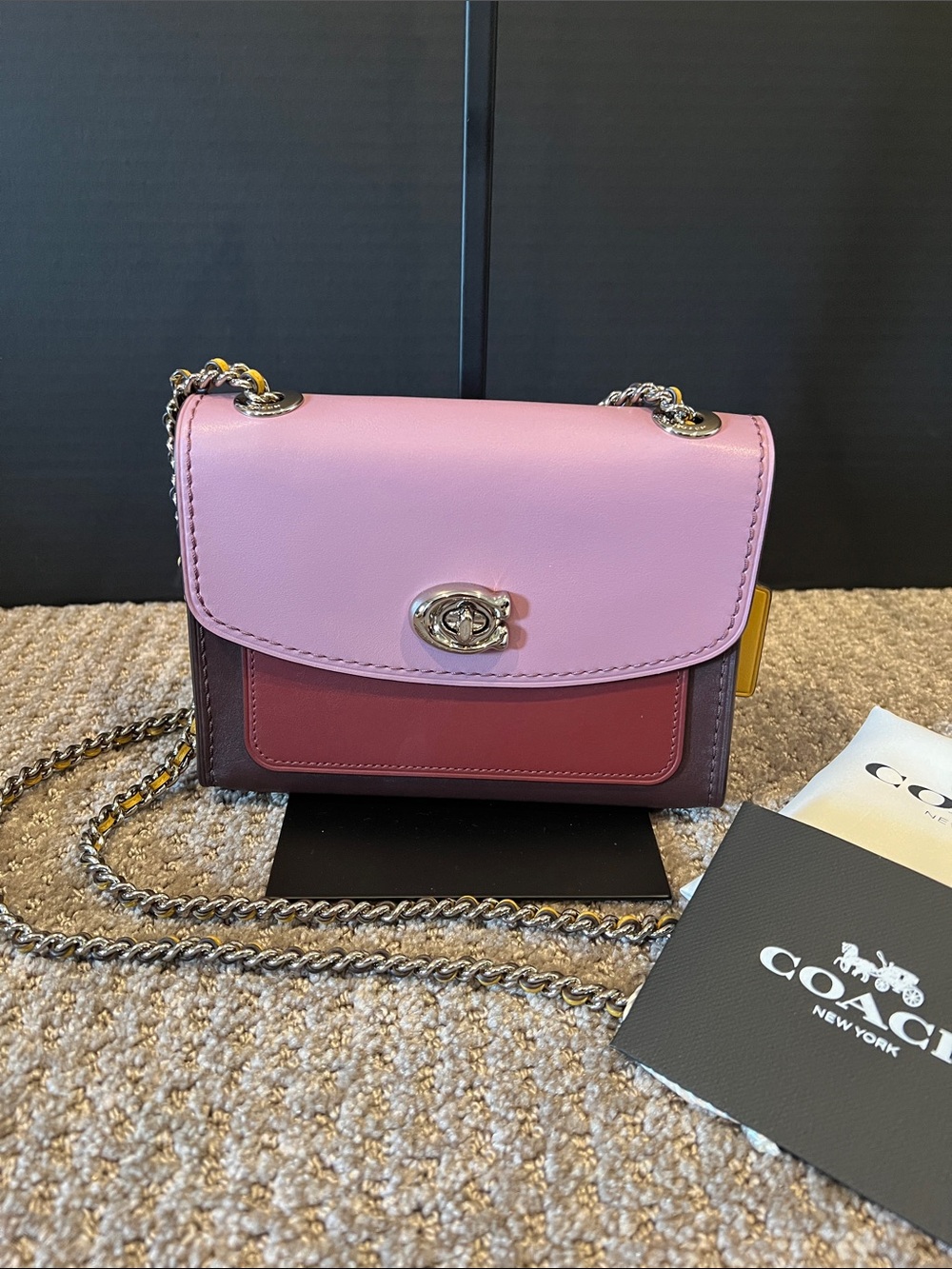 Coach Pink and Burgundy Colorblock Leather Crossbody